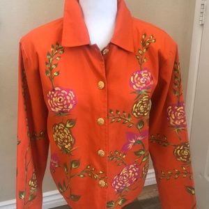 Cotton floral hand painted jacket